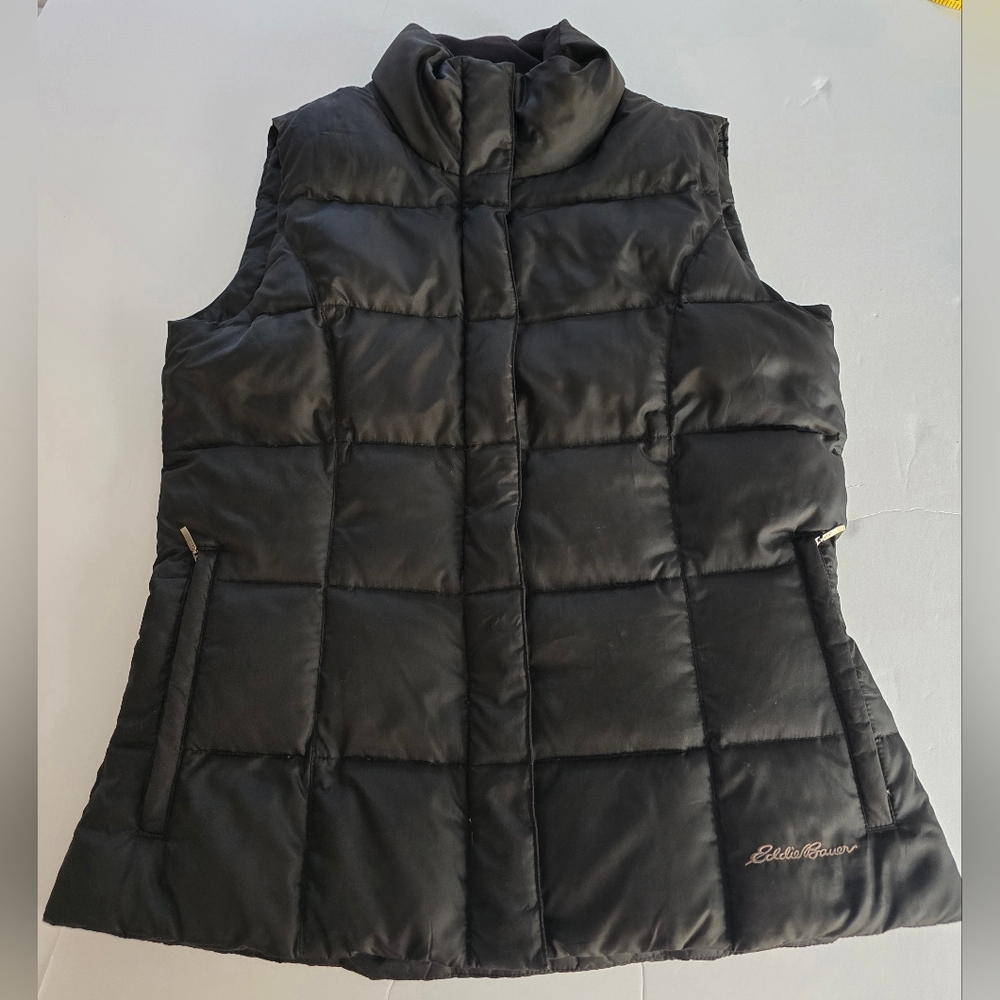 Eddie Bauer Black Goose Down Puffer Vest Winter Fall Size S Quality Layering - Picture 2 of 6